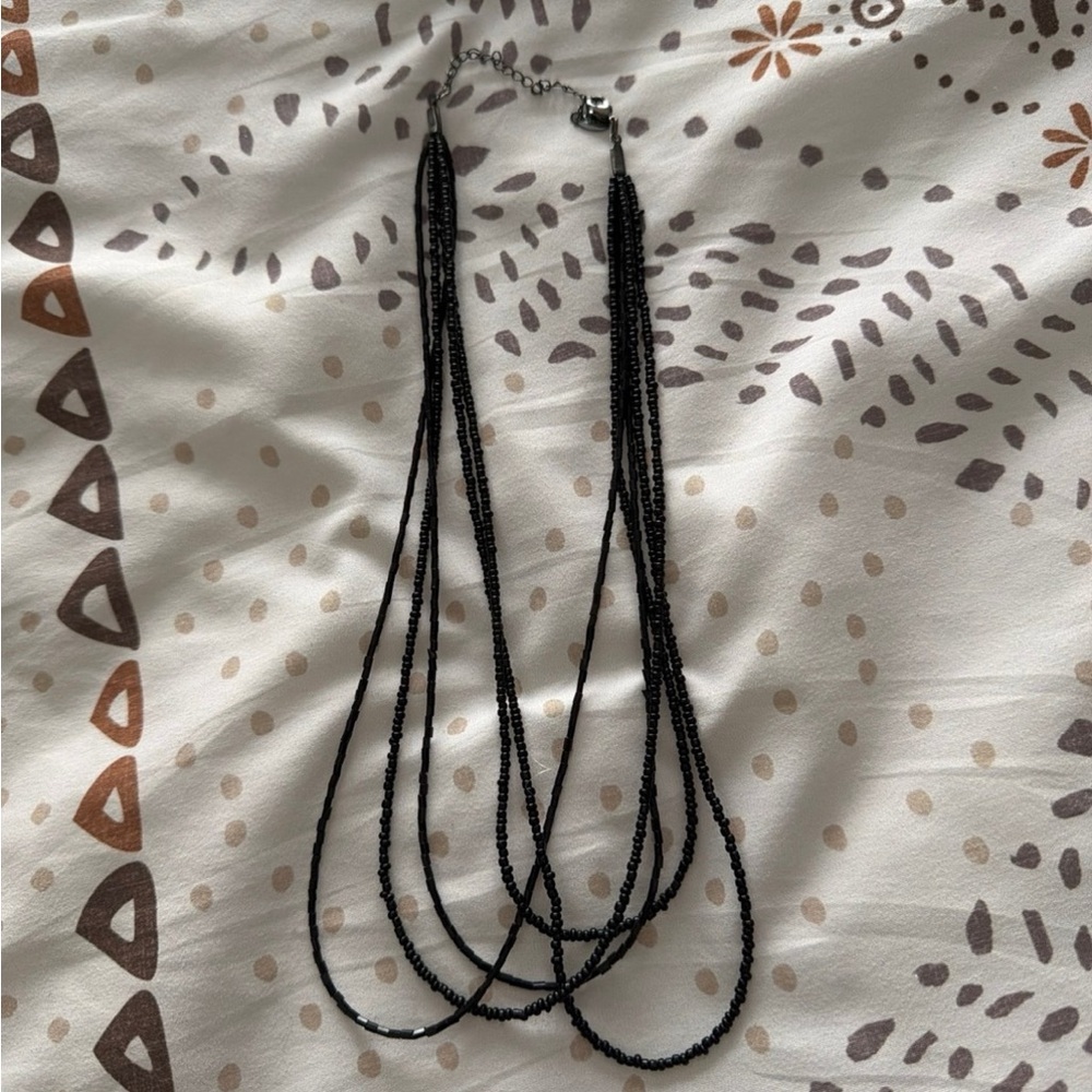 Multi-Strand Black Beaded Necklace - Women Jewelry